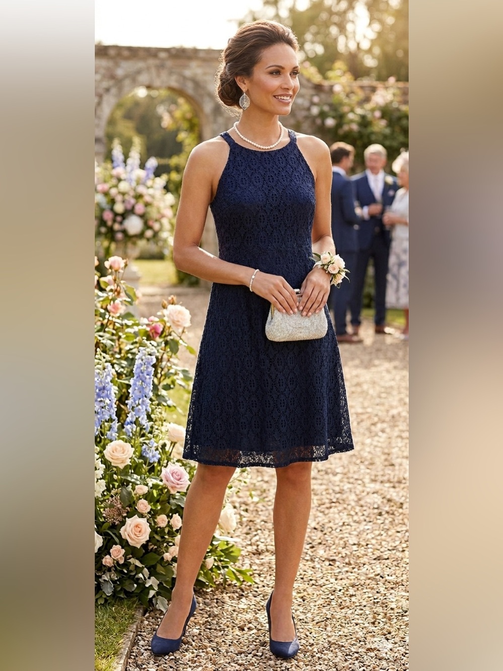 LUX II Ladies size 12 Lace A line Navy Dress. Sleeveless in great condition